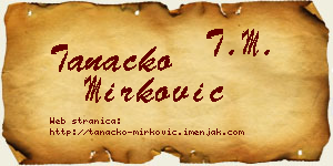 Tanacko Mirković vizit kartica